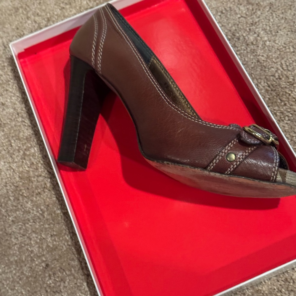 Coach Brown Elegant Peep-Toe Heels - Picture 2 of 3
